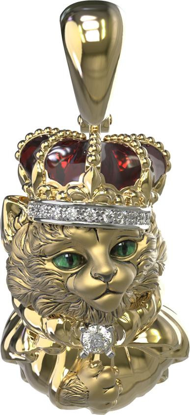 Подвеска из лимонного золота c эмалью, бриллиантами и рубином