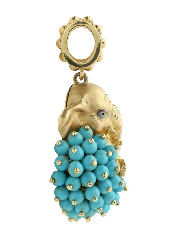 Подвеска из лимонного золота c эмалью и бирюзой