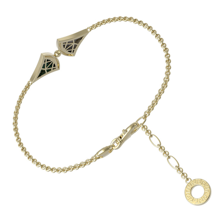 Браслет из лимонного золота c малахитом и перламутром