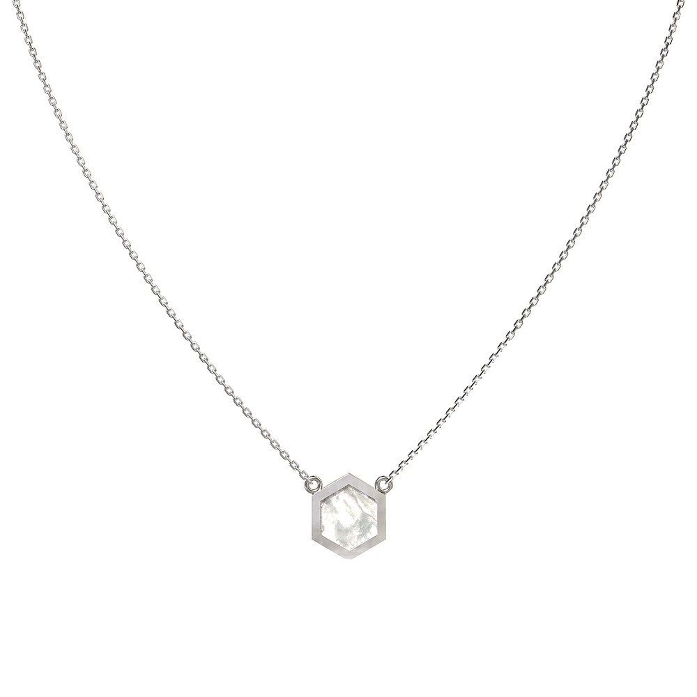 Колье из белого золота c перламутром