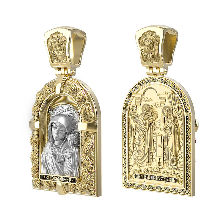 Образок из лимонного золота c эмалью