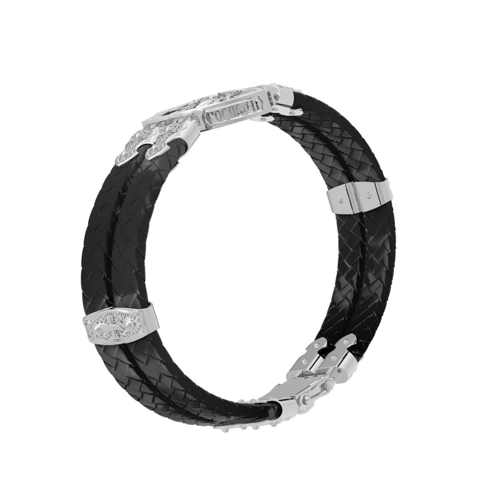 Браслет из белого золота c шнурком и ониксом