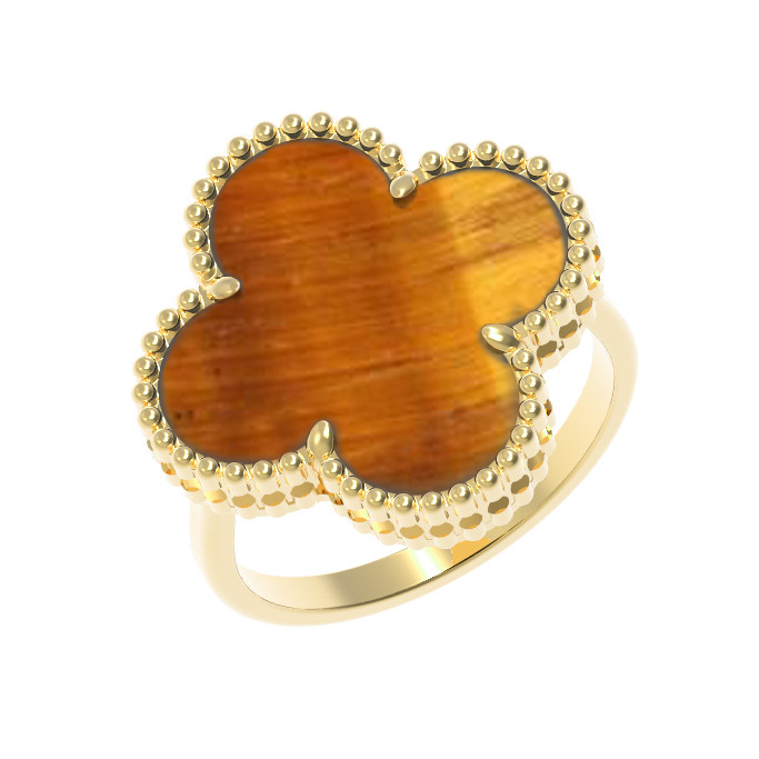 Кольцо из лимонного золота c тигровым глазом