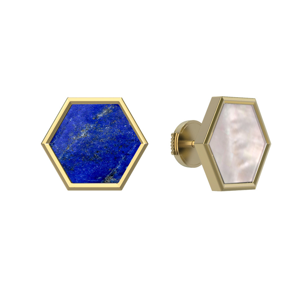 Серьги из лимонного золота c лазуритом и перламутром