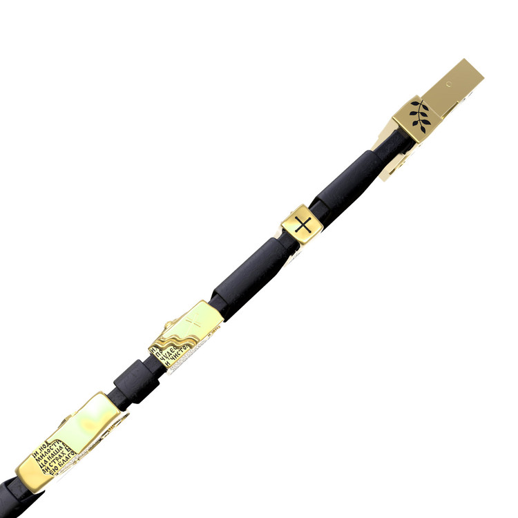 Браслет из лимонного золота c кожаным шнурком