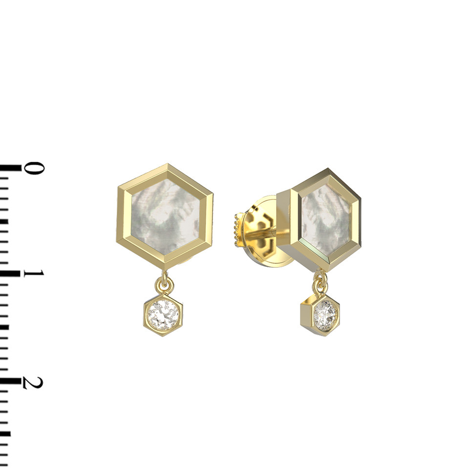 Серьги из лимонного золота c бриллиантами и перламутром