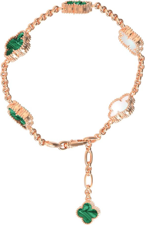 Браслет из золота c малахитом и перламутром