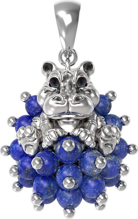 Подвеска из белого золота c эмалью и лазуритом