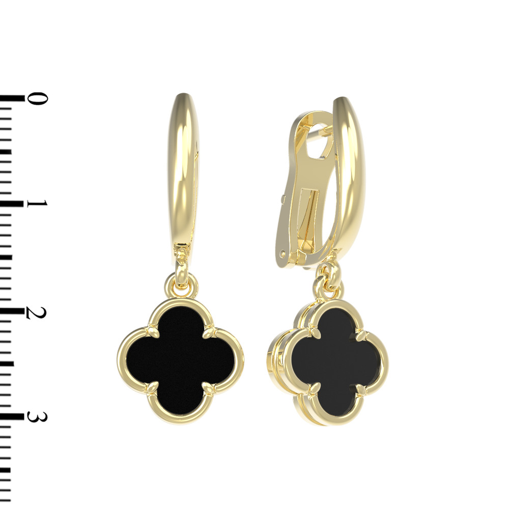 Серьги из лимонного золота c ониксом