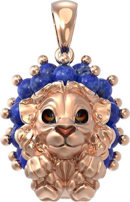 Подвеска из золота c эмалью и лазуритом