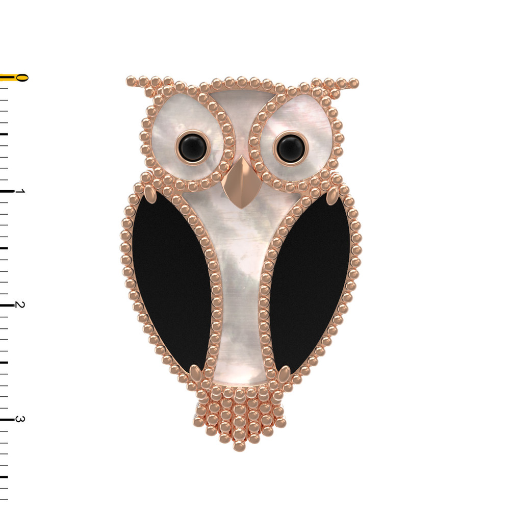 Брошь из золота c эмалью, ониксом и перламутром