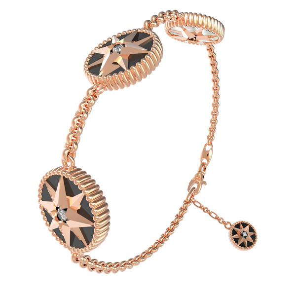 Браслет из золота c фианитом, ониксом и перламутром