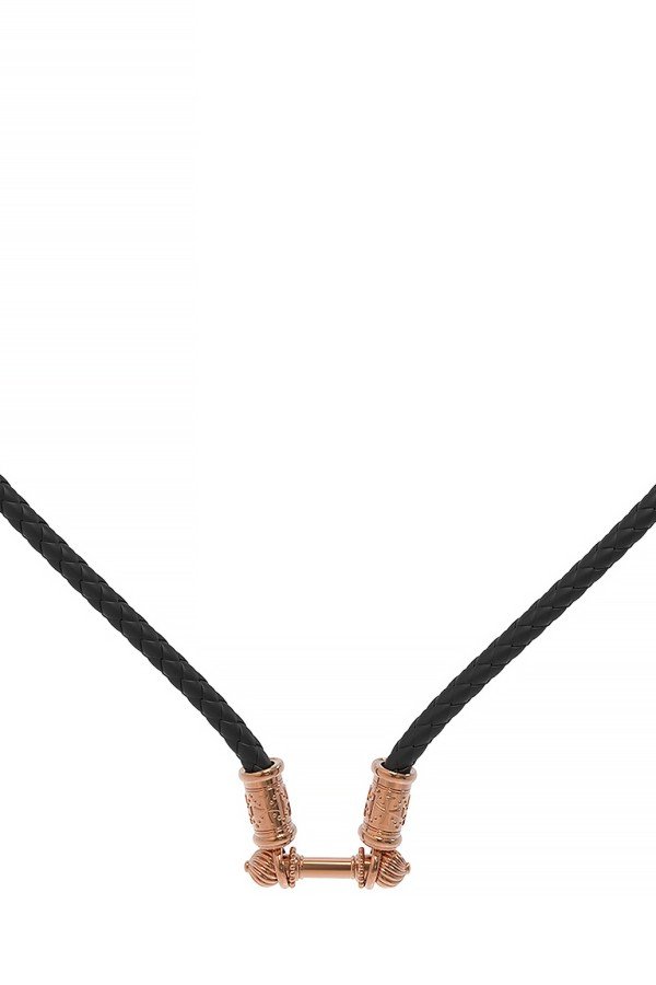 Гайтан из золота c кожаным шнурком