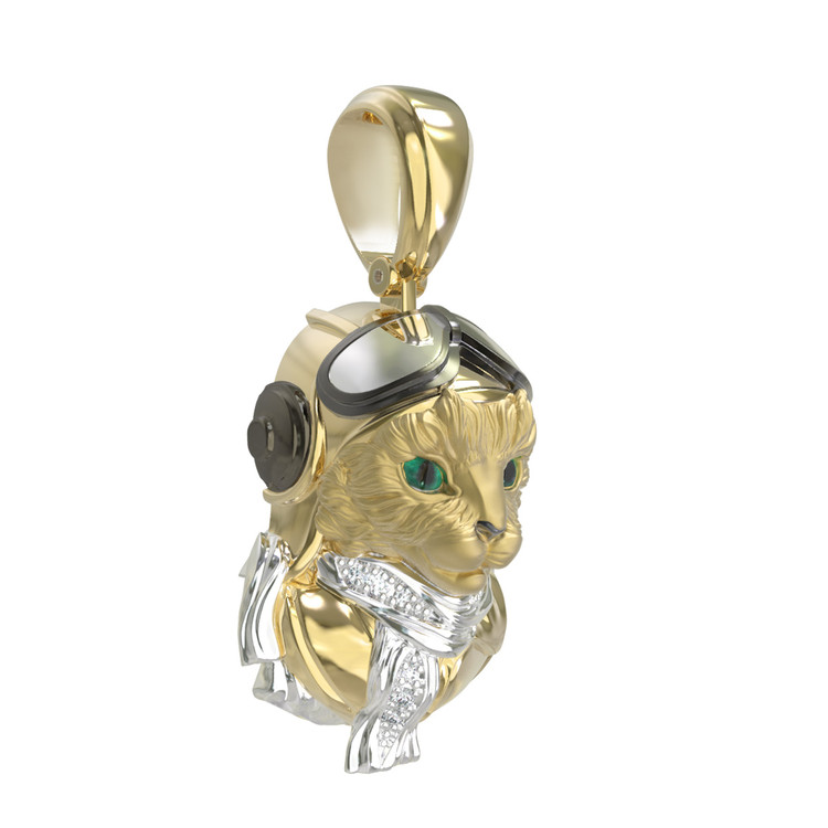 Подвеска из лимонного золота c эмалью, бриллиантами и рубином