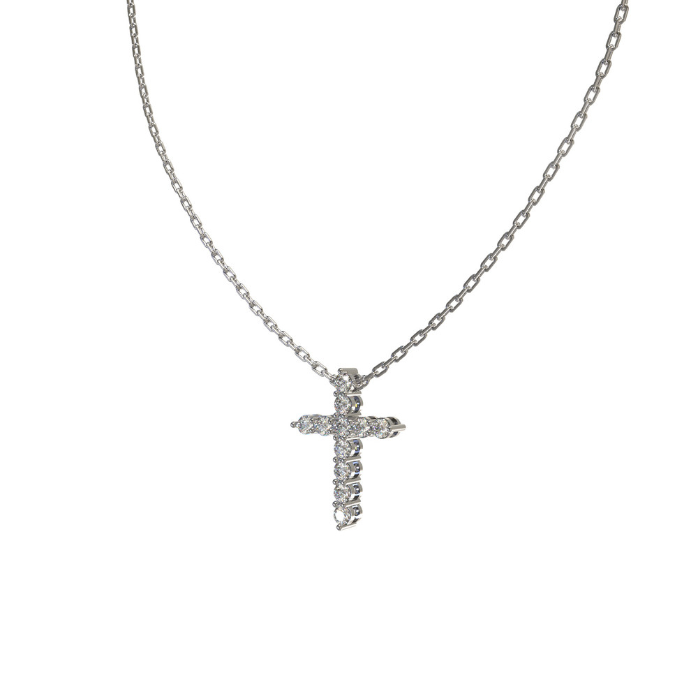 Крест из белого золота c бриллиантами