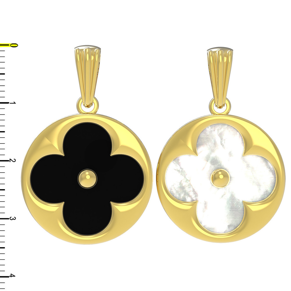 Подвеска из лимонного золота c ониксом и перламутром