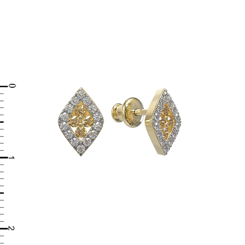 Серьги из лимонного золота c бриллиантами и сапфиром