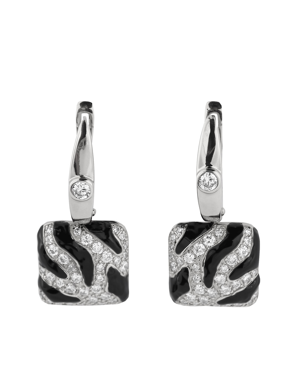 Серьги из белого золота c эмалью и бриллиантами