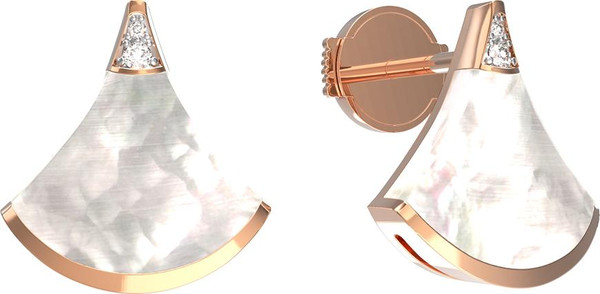 Серьги из золота c бриллиантами и перламутром