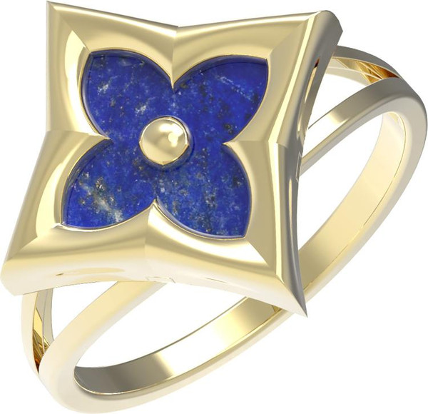 Кольцо из лимонного золота c лазуритом