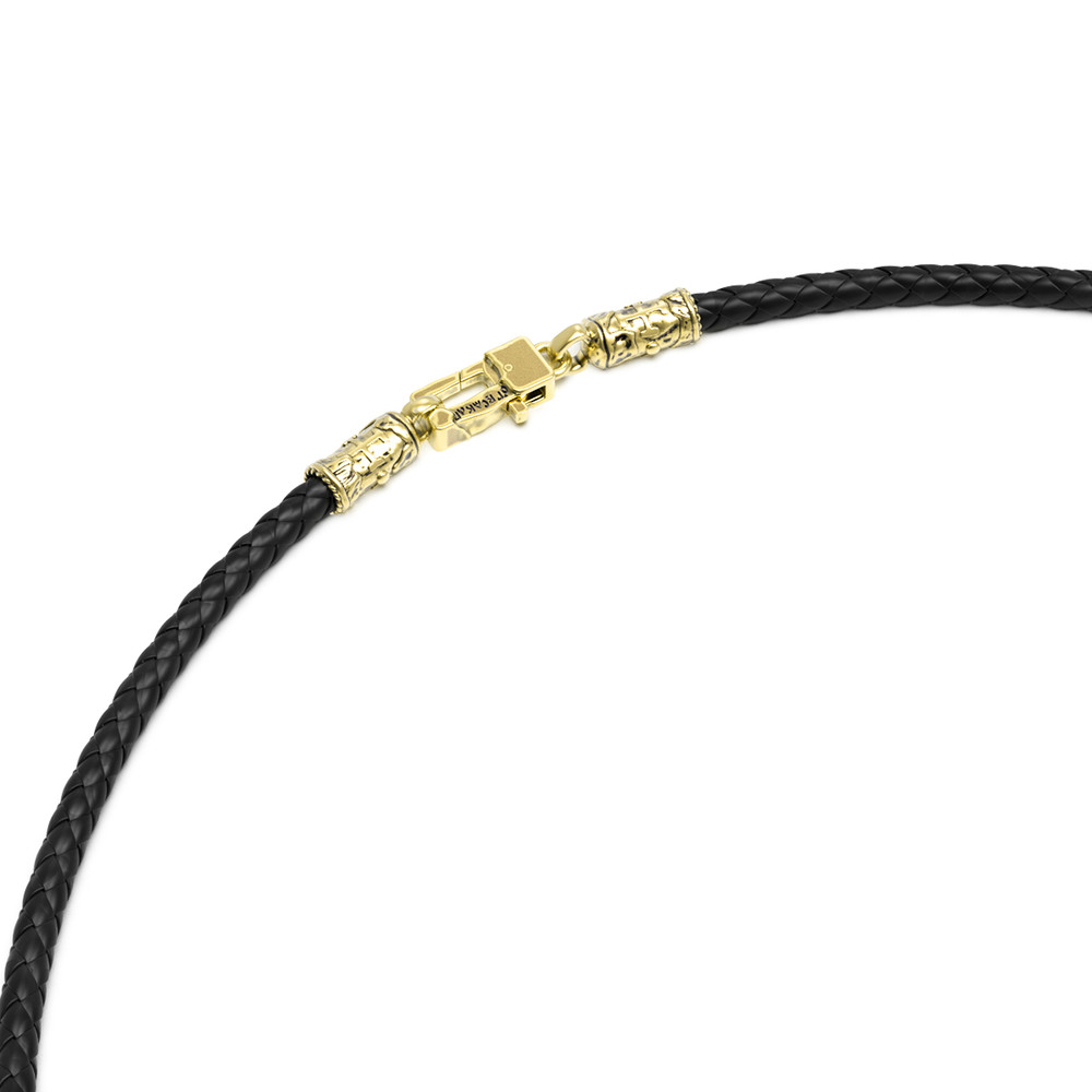 Гайтан из лимонного золота c кожаным шнурком