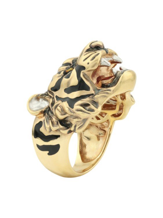 Кольцо из лимонного золота c эмалью