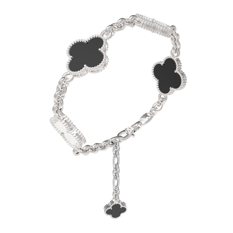 Браслет из белого золота c ониксом и перламутром