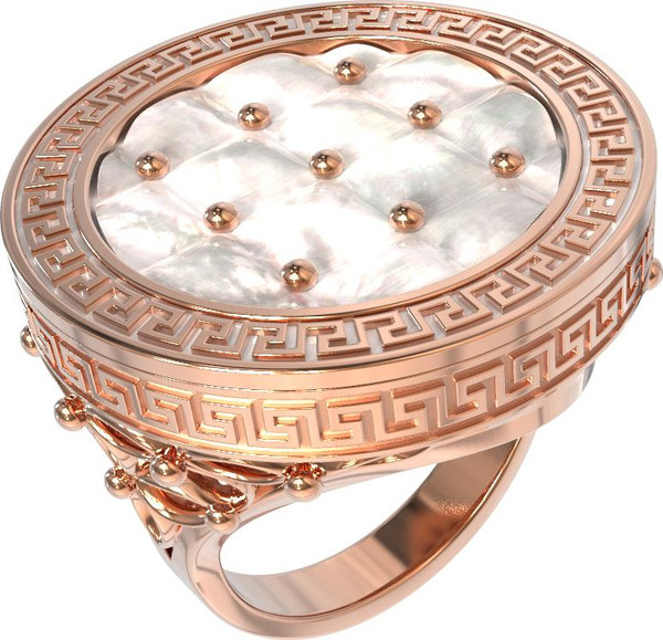 Кольцо из золота c эмалью и перламутром