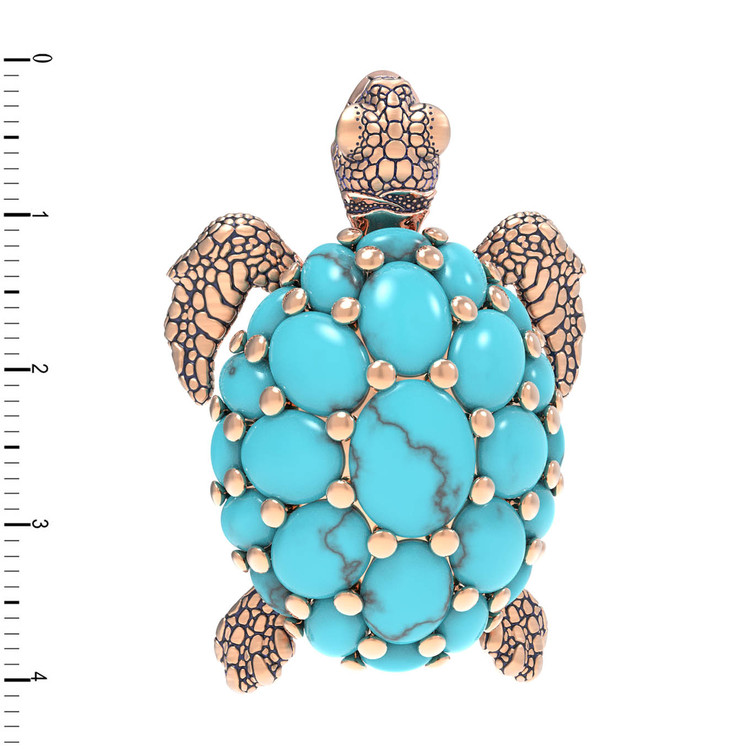 Брошь из золота c эмалью и бирюзой