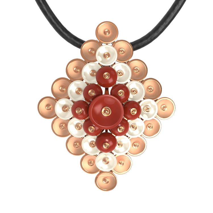 Подвеска из золота c агатом и перламутром