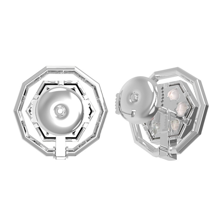 Серьги из белого золота c ониксом и перламутром