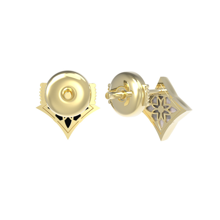 Серьги из лимонного золота c ониксом и перламутром