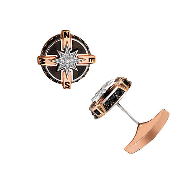 Запонки из золота c эмалью и фианитом