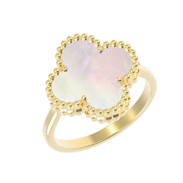 Кольцо из лимонного золота c перламутром