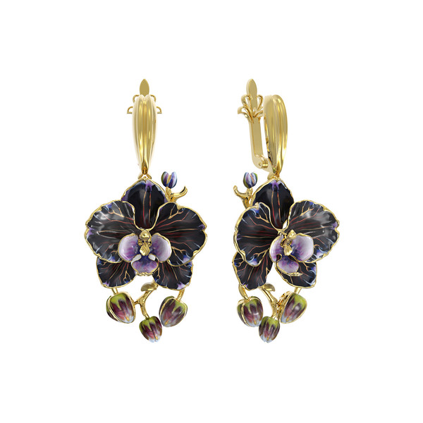 Серьги из лимонного золота c эмалью